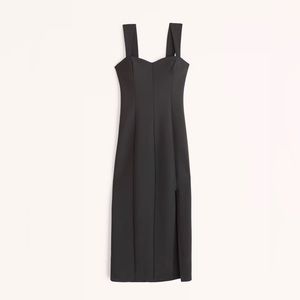 Abercrombie & Fitch Wide Strap Corset Midi Dress - Black